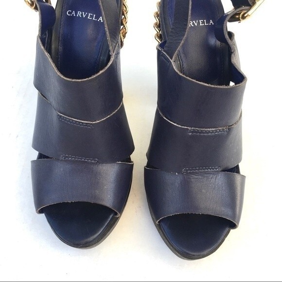 Carvela Kurt Geiger ChainStud Detailed Leather Platform Sandals 37 - Picture 9 of 14